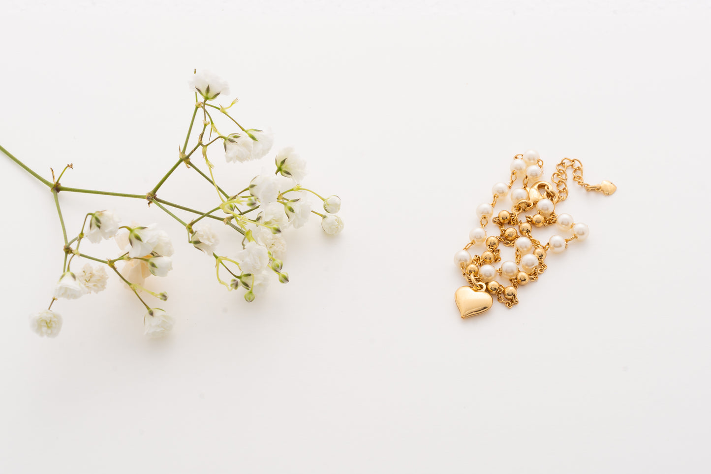 Bracelet – Pearls, heart and mini balls