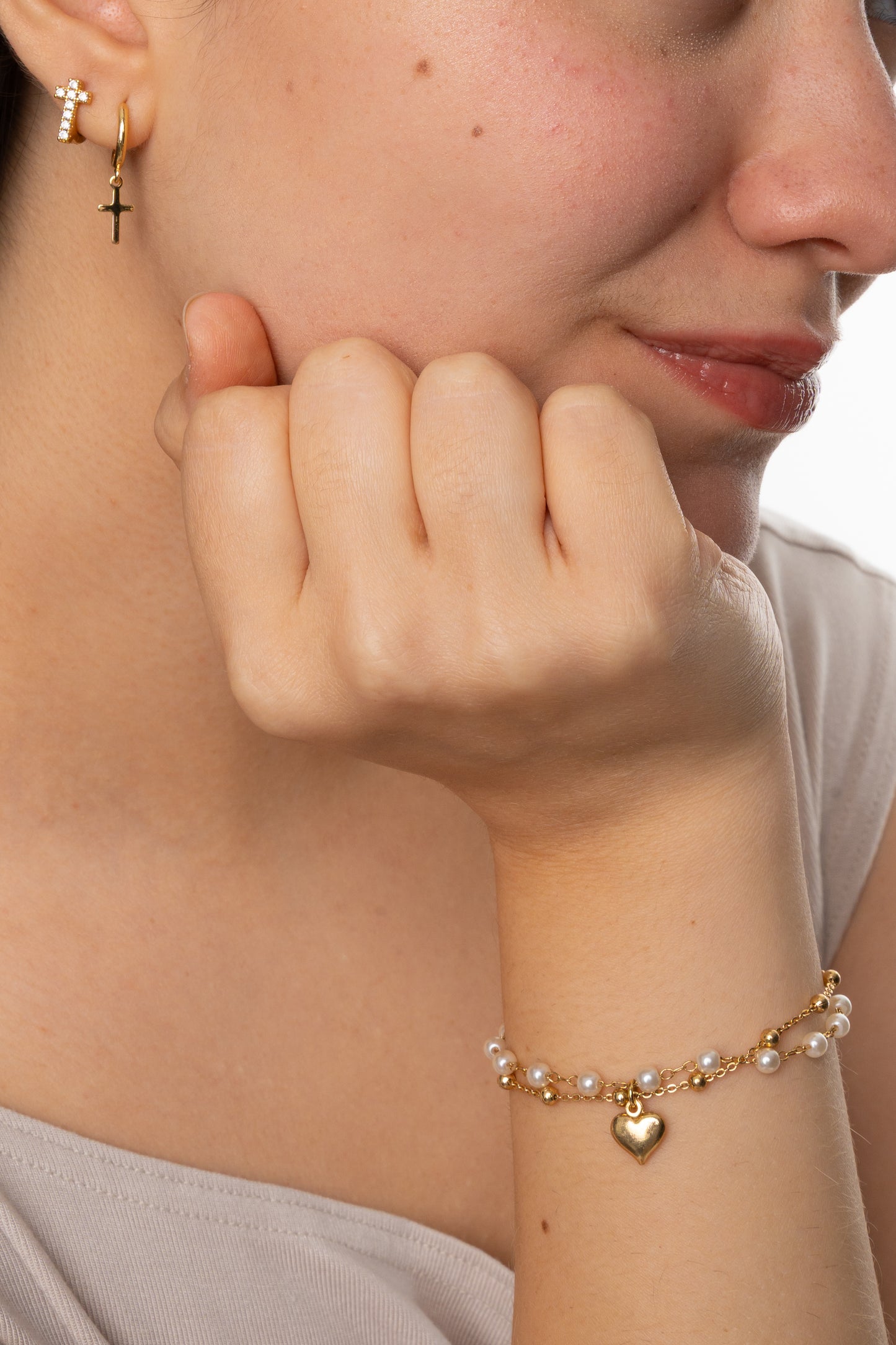 Bracelet – Pearls, heart and mini balls