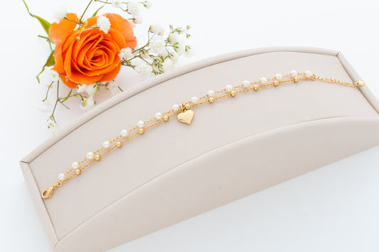 Bracelet – Pearls, heart and mini balls
